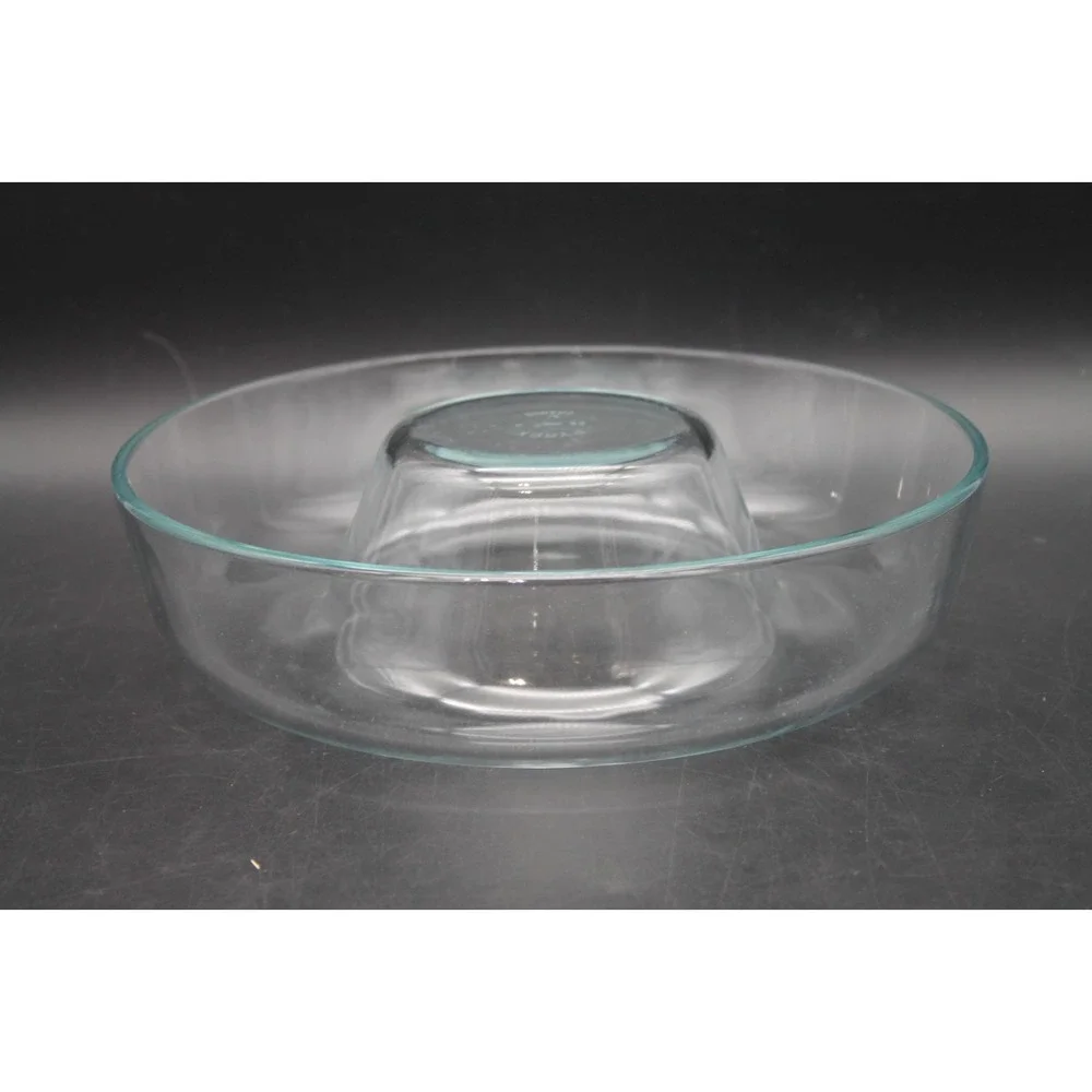 Pyrex Microwave Ring Mold M-42 2 Qt Clear Glass Tube Pan with Box Vintage France